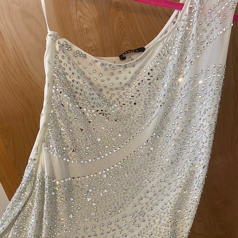 Banjul White and Silver Embellished Mini Dress